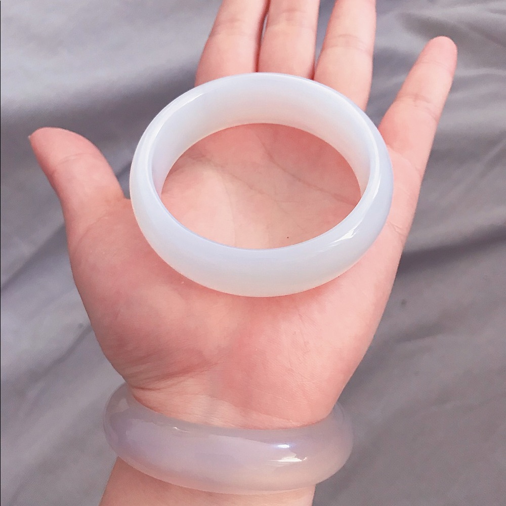 Highly Collectible - Pure White Chalcedony Bangle